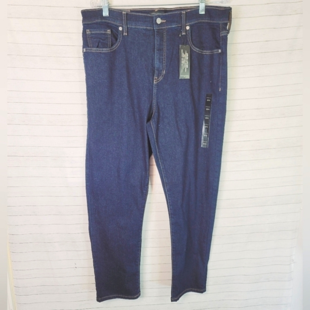 BANANA REPUBLIC VINTAGE STRETCH HIGH RISE SLIM IN NEW HOUSE HR WASH, SZ 32/14